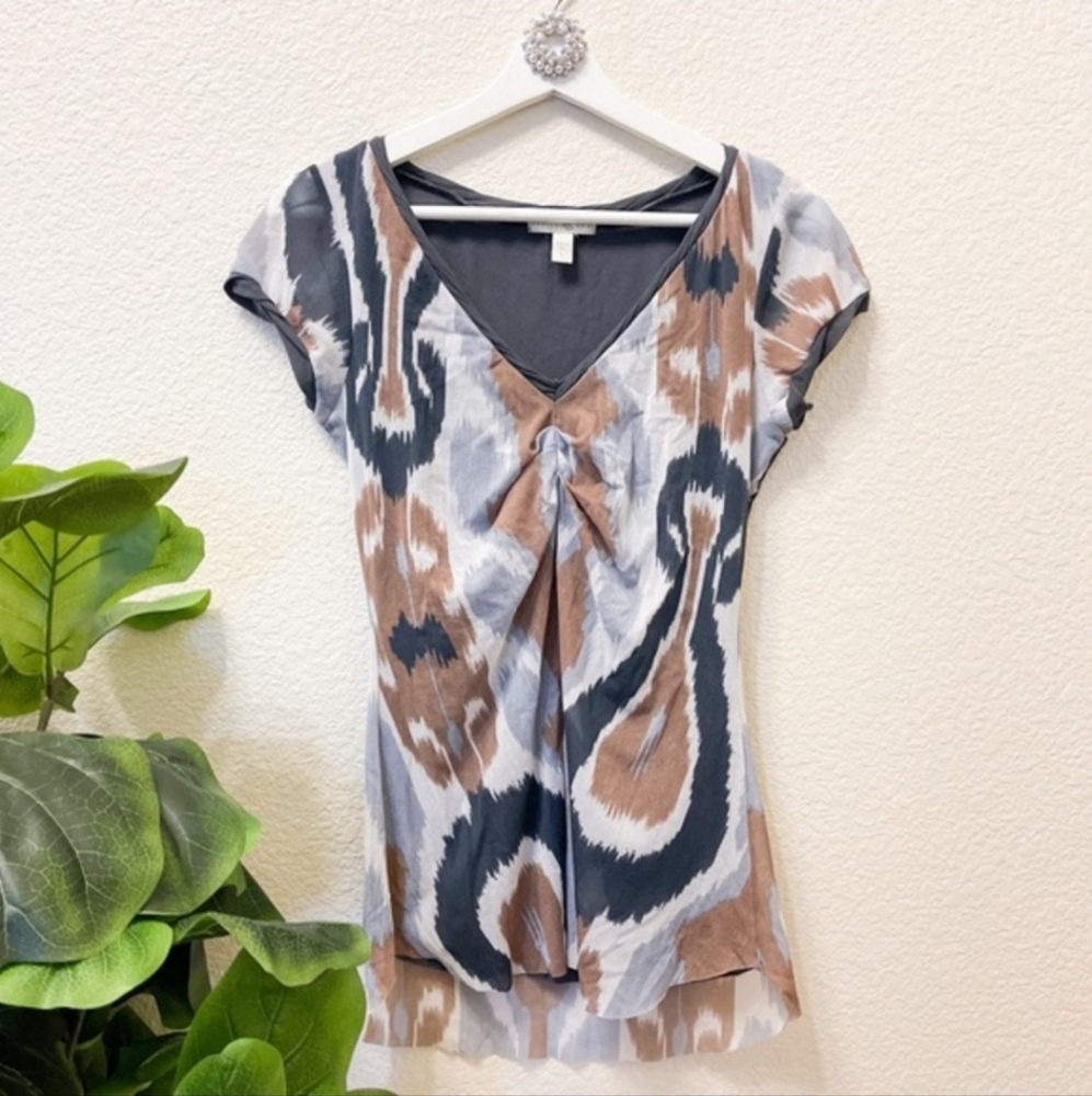 Weston Wear Anthropologie Ikat Abstract Gauze Bohemian Top Large